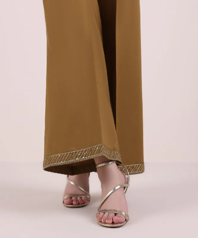 Embroidered Cambric Flared Pants