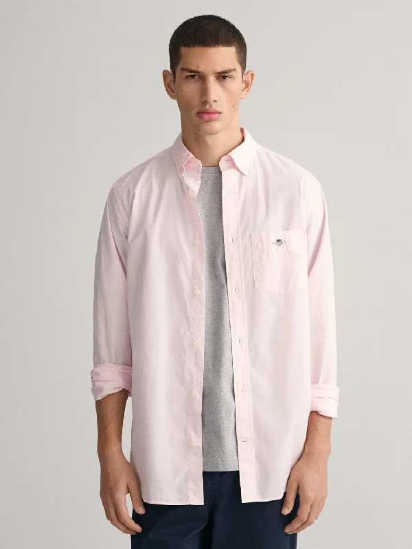 Gant Men Pink Solid Button-down Collar Full Sleeves Shirt