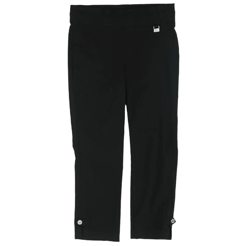 Black Solid Capri Pants