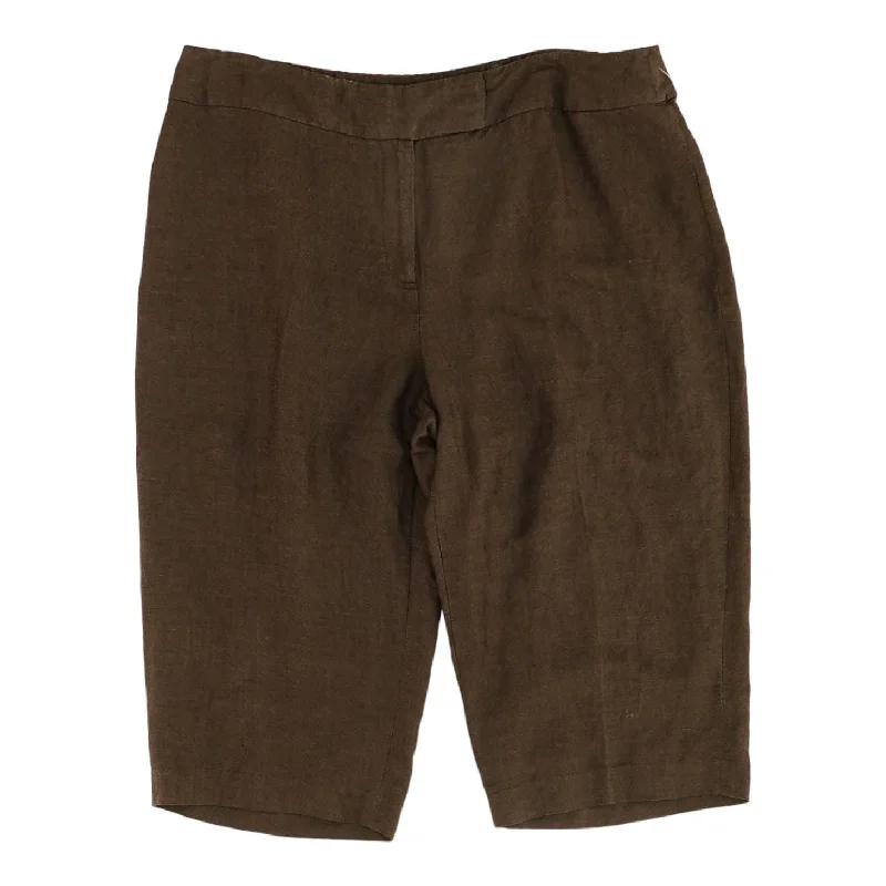 Brown Solid Capri Pants