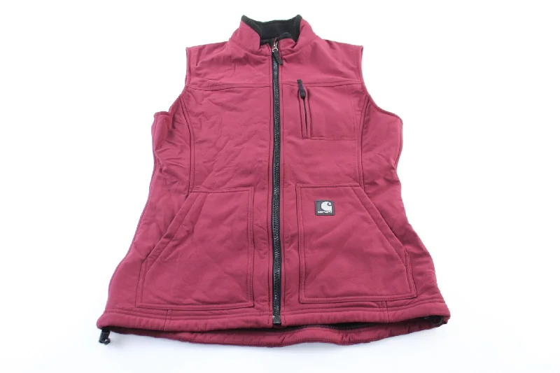 Women's Carhartt Logo Patch Maroon Zip Up Vest